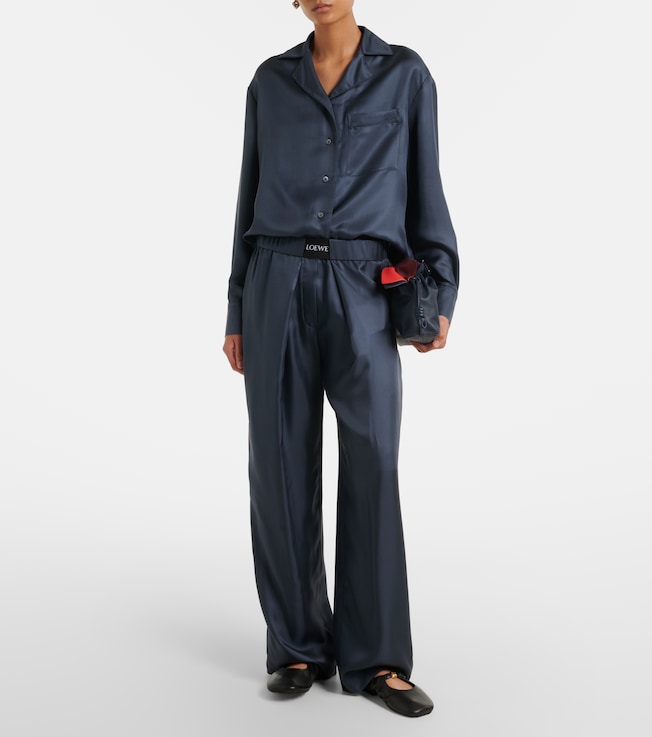 Loewe Logo silk wide-leg pants