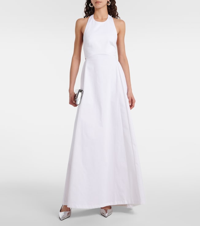 Adriana Degreas Halterneck cotton-blend maxi dress