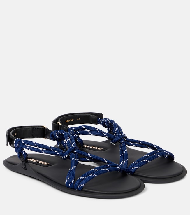 Miu Miu Rivière leather-trimmed sandals