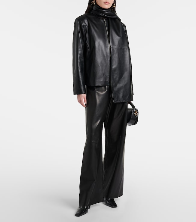 NOUR HAMMOUR Layla scarf-detail leather jacket