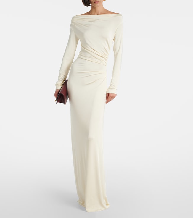 Victoria Beckham Draped off-shoulder jersey gown