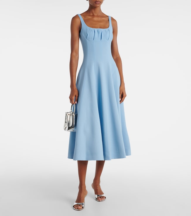 Emilia Wickstead Collins pleated wool crêpe midi dress