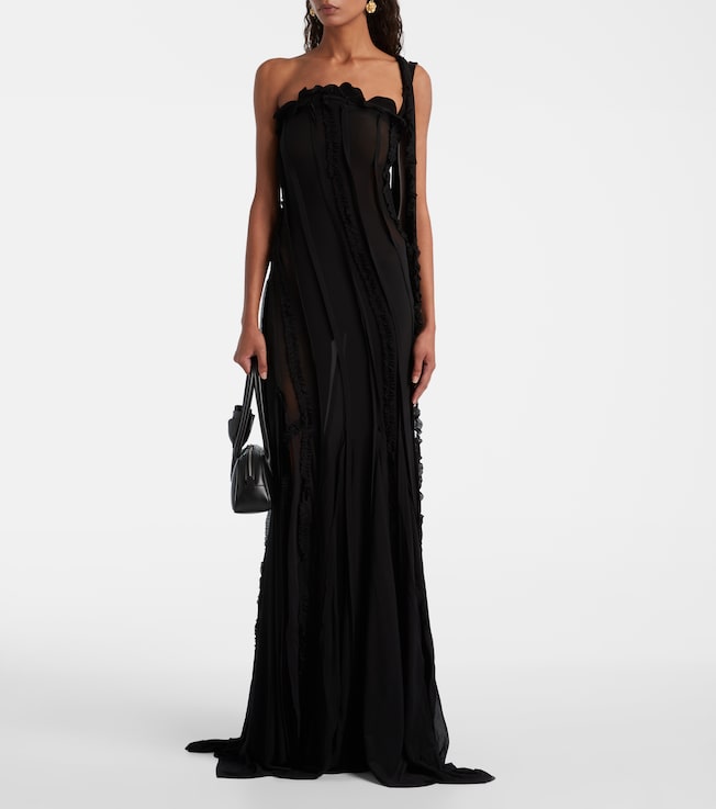 Blumarine Draped one-shoulder gown
