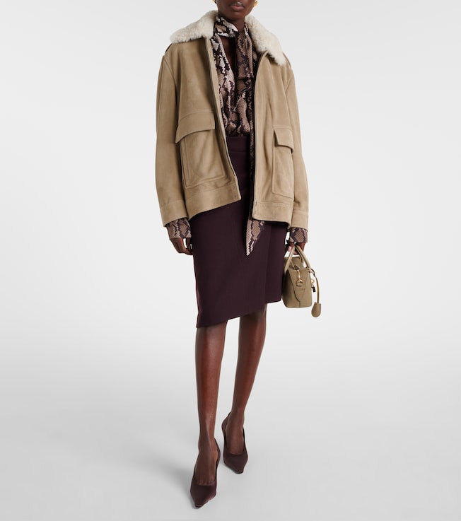 NOUR HAMMOUR Drey shearling-trimmed suede jacket