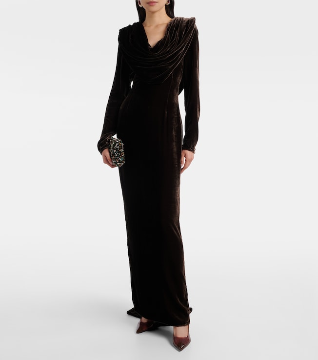 Rotate Draped velvet gown