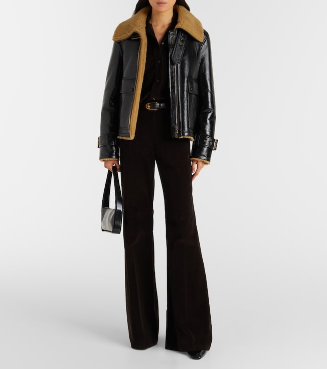Veronica Beard Danika shearling-lined leather jacket