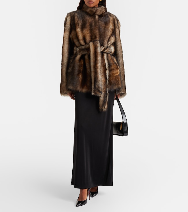 NOUR HAMMOUR Elsa shearling wrap jacket