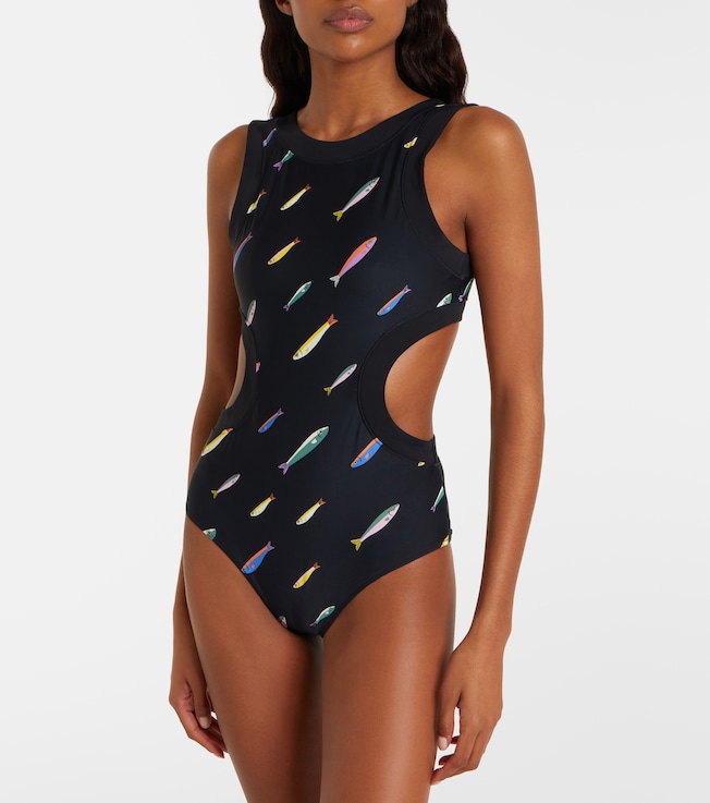 Staud Dolce cutout printed swimsuit