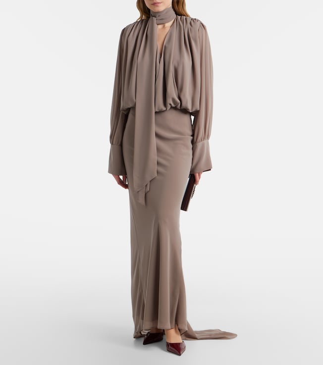 Rotate Scarf-detail maxi dress