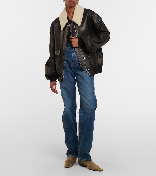 KHAITE Shellar shearling-trimmed leather jacket