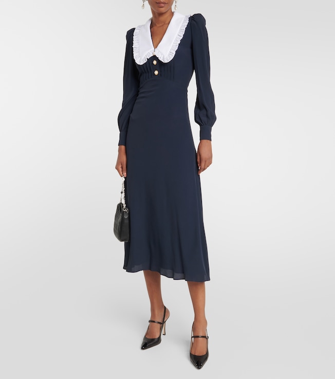 Alessandra Rich Collared silk-blend midi dress