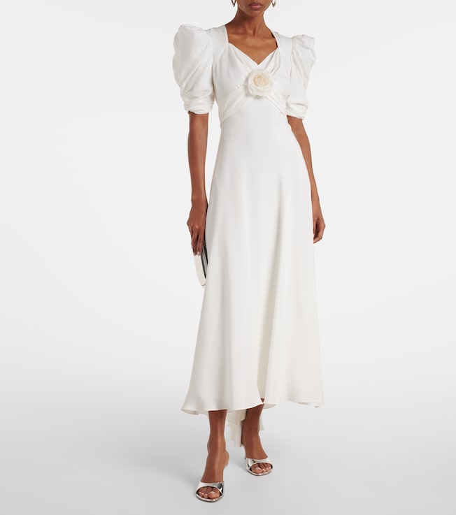 Rodarte Floral-appliqué silk crêpe gown
