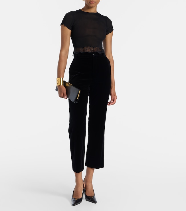 Saint Laurent Cotton velvet cropped flared pants