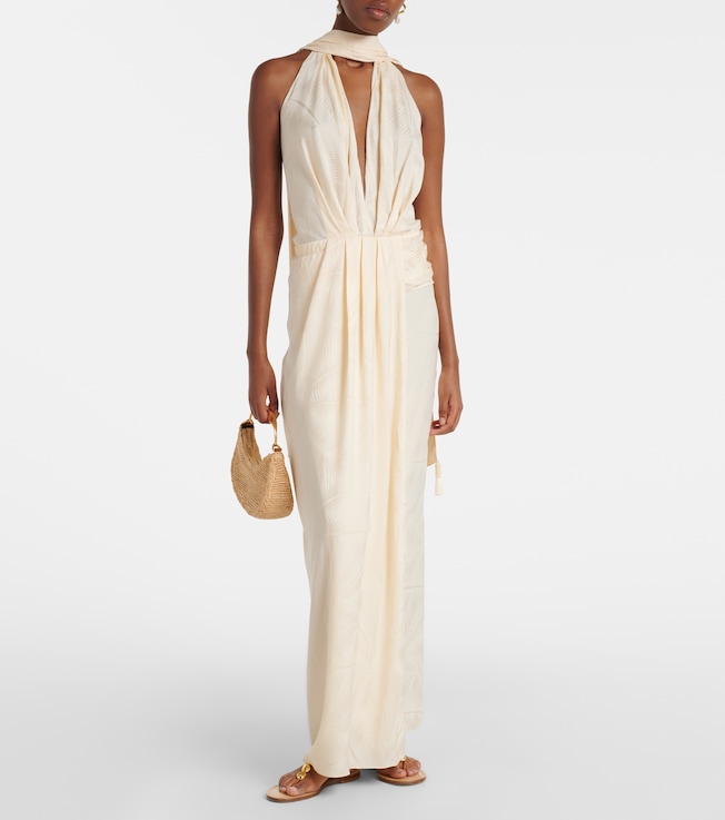 Johanna Ortiz Scarf-detail jacquard maxi dress
