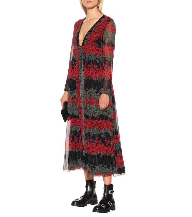 REDValentino REDValentino pleated floral midi dress