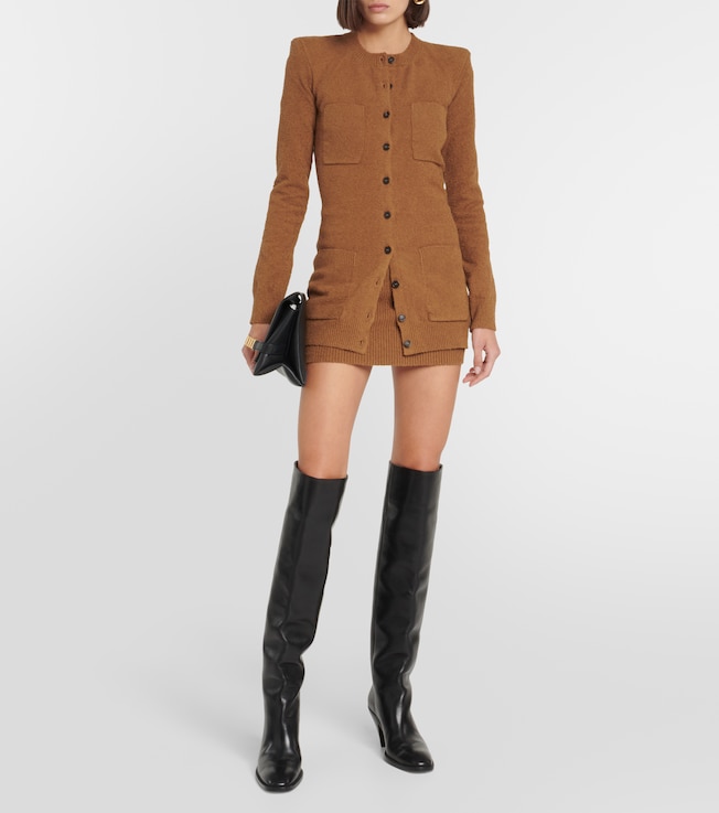 Wardrobe.NYC Ribbed-knit cotton-blend miniskirt