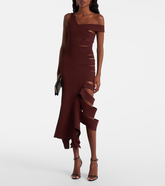 Mugler Asymmetric cut-out midi dress