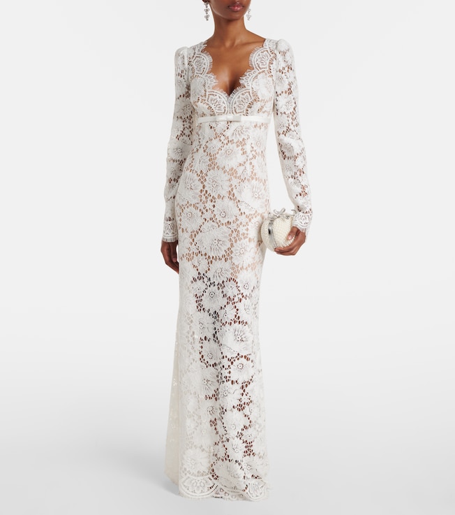 self-portrait Bow-detail lace maxi dress