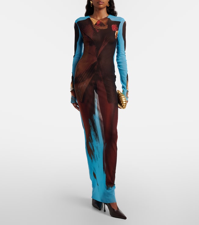 Jean Paul Gaultier Printed sheer maxi dress
