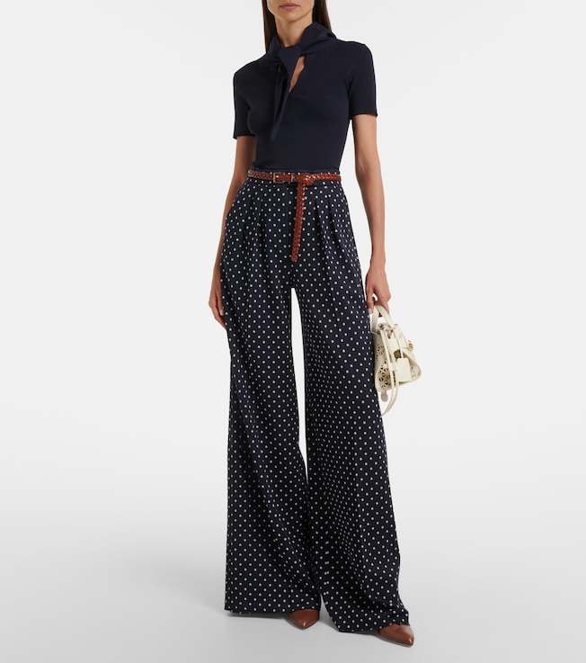 Max Mara Polka-dot jersey wide-leg pants