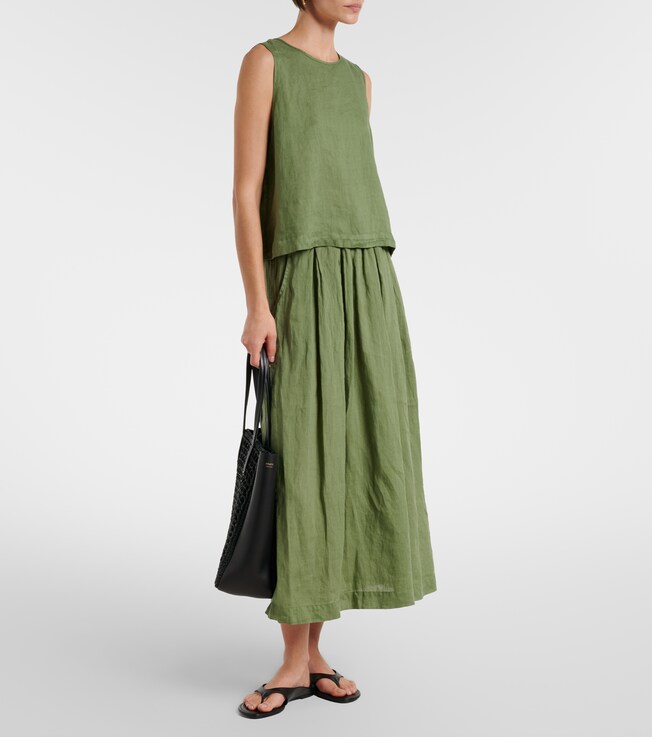 Velvet Linda linen midi skirt