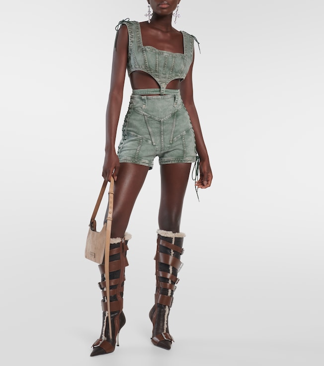 Jean Paul Gaultier x KNWLS cutout denim corset top