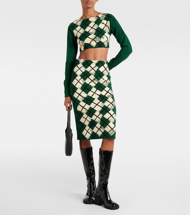 Burberry Argyle cropped cotton sweater