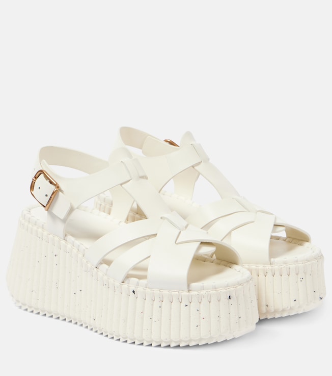Chloé Nama 80 leather wedge sandals