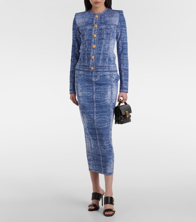 Balmain Trompe l'œil knitted midi skirt