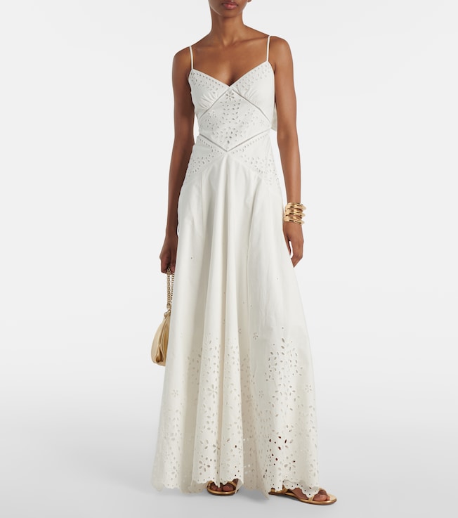 self-portrait Broderie anglaise cotton maxi dress