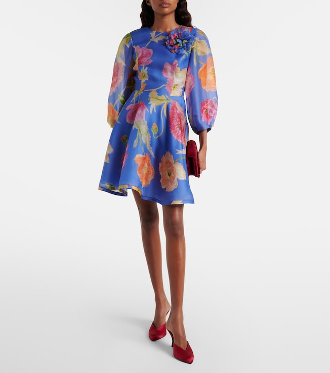 Carolina Herrera Floral silk organza minidress