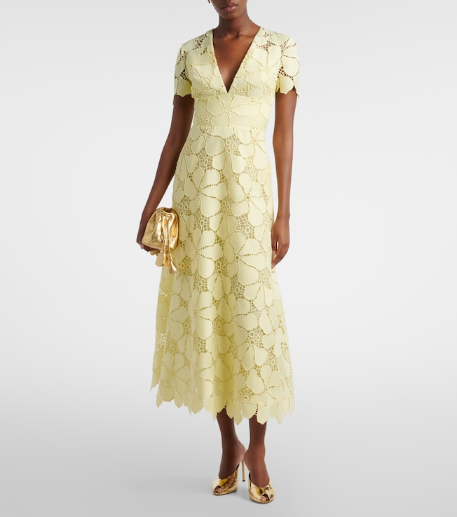 Elie Saab Floral silk-blend guipure midi dress