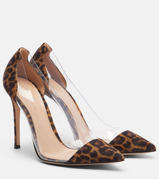 GIANVITO ROSSI Plexi leopard-print suede and TPU pumps