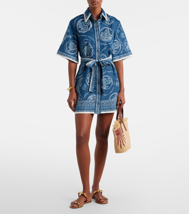 Alémais Lucky belted printed linen shirt dress