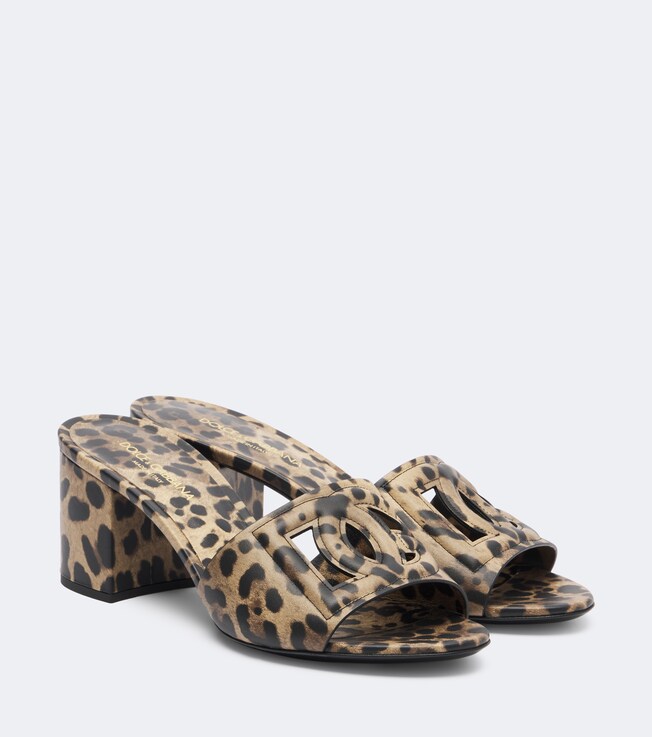 Dolce&Gabbana DG leopard-print leather mules