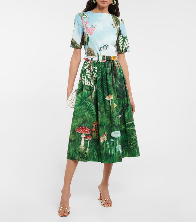 Oscar de la Renta Floral cotton-blend midi dress