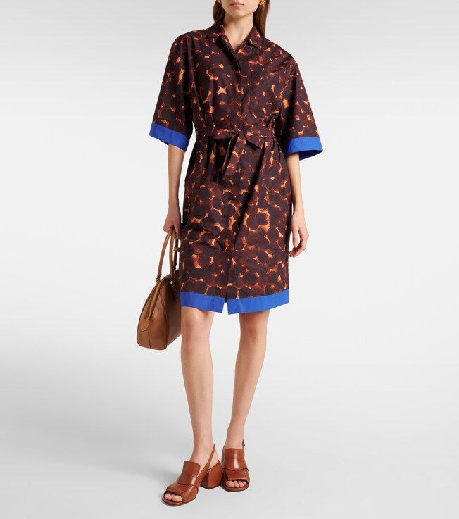 Dries Van Noten Printed cotton poplin shirt dress