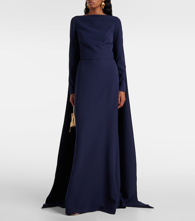 Safiyaa Ginevra caped crêpe gown