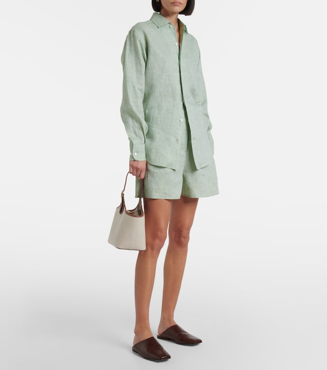 Loro Piana Angelo high-rise linen Bermuda shorts
