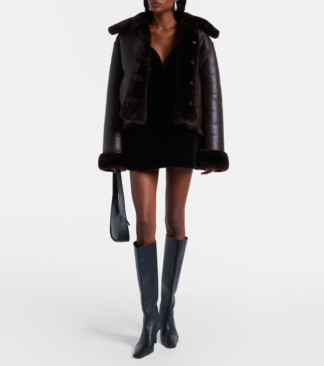 David Koma Reversible shearling and leather jacket