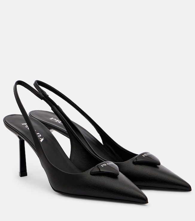 Prada Saffiano leather slingback pumps