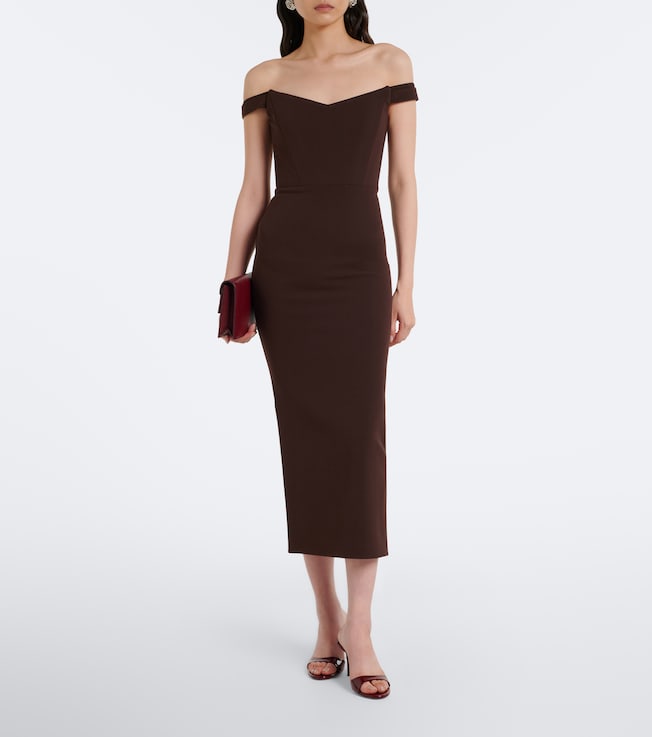 Alex Perry Off-shoulder crêpe midi dress