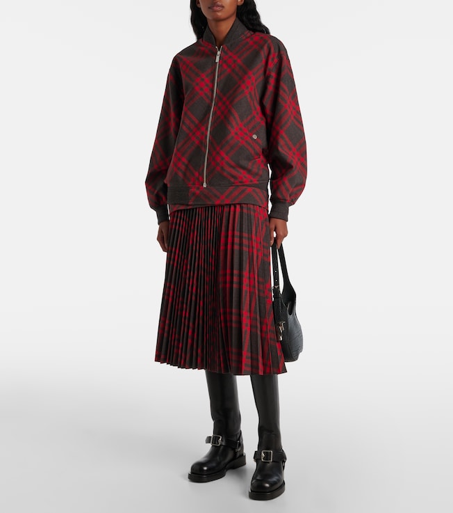 Burberry Burberry Check plissé midi skirt