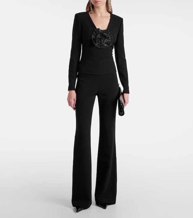Roland Mouret Floral-appliqué embellished crêpe top