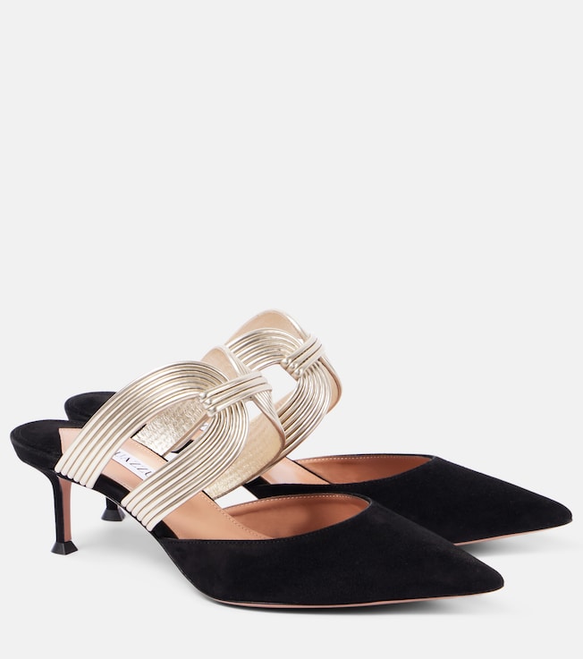AQUAZZURA Esencia 50 suede mules