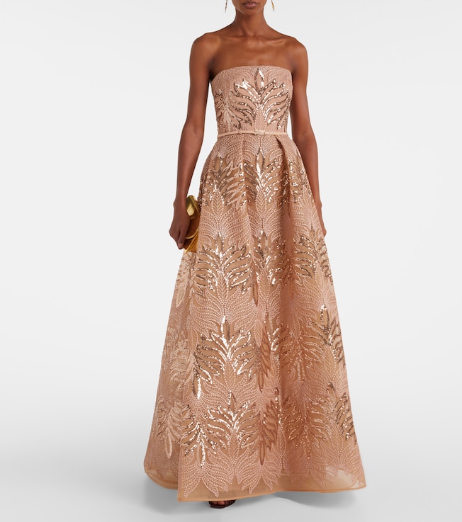 Elie Saab Sequined strapless gown