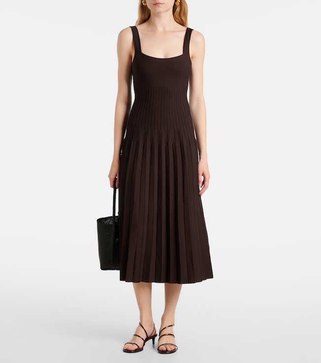 Staud Ellison pleated knitted midi dress