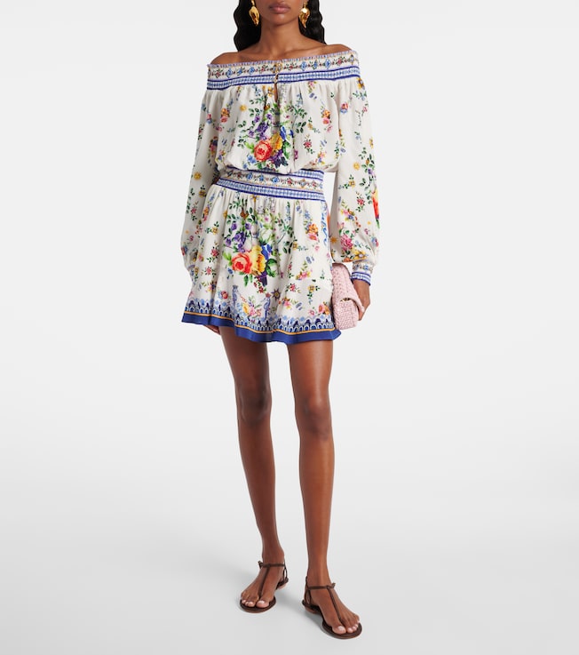 Camilla Printed silk crêpe minidress