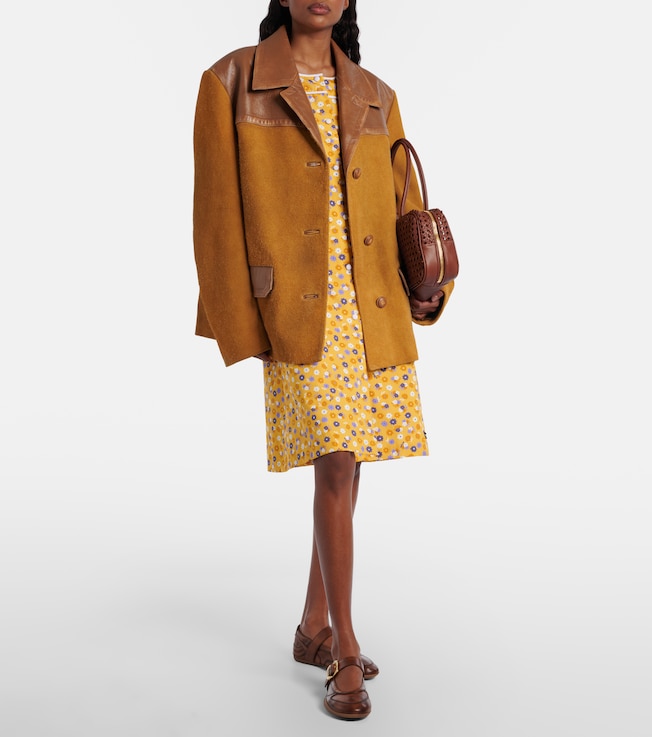 Miu Miu Leather-trimmed suede jacket