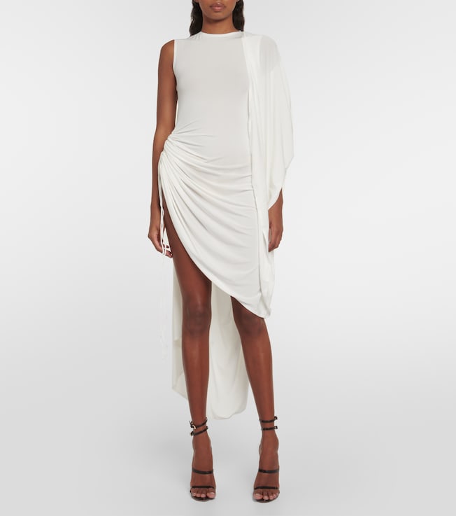 Alaïa Asymmetric draped jersey minidress